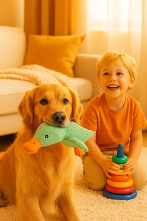 Busstier Köpek Oyuncağı Ördek Şekilli Peluş Sesli ve Hışırtılı Dayanıklı Çiğneme ve Isırma Oyuncağı