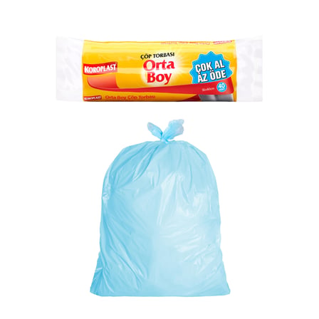 Koroplast Orta Boy 40'lı Çöp Torbası 55x57 cm (1 x 40 Adet)