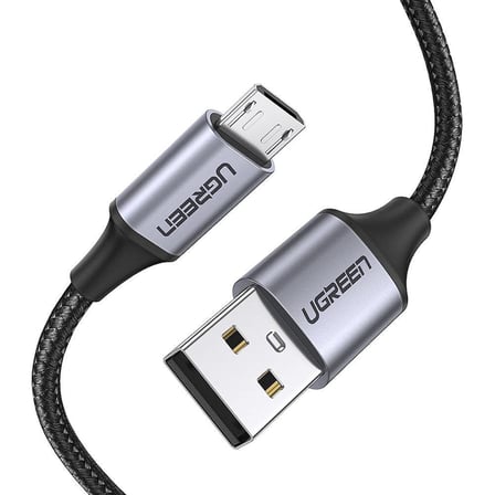Ugreen Örgülü Micro-USB & USB-A Data ve Şarj Kablosu 60146 - 1 Metre Siyah