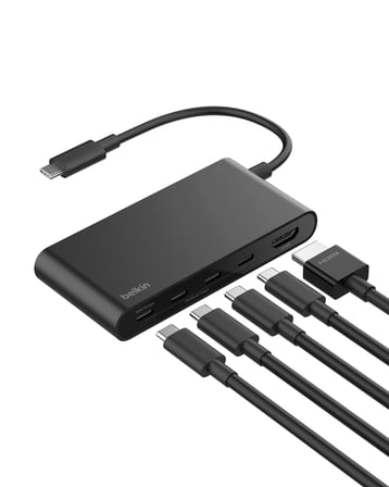 Belkin USB-C Hub, 5 Portlu Hub, 4K HDMI Görüntüleme, 60Hz, 100W Güç Dağıtımı