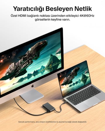Belkin USB-C Hub, 5 Portlu Hub, 4K HDMI Görüntüleme, 60Hz, 100W Güç Dağıtımı