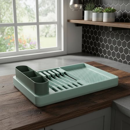 Deconox Aqua Gri Tezgah Üstü Bulaşıklık - 42x26x12 cm Pratik Tabak ve Bardak Kurutma Rafı