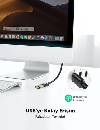 Ugreen USB 3.0 Uzatma Kablosu 1.5 Metre, Siyah