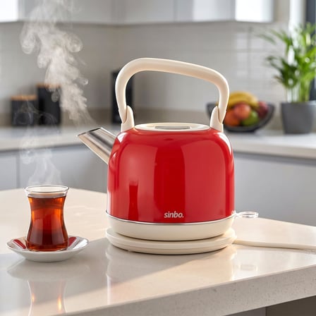 Sinbo SK-8035 Retro Kettle 2,2 L 1800 W, Paslanmaz Çelik Elektrikli Su Isıtıcı