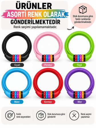 Busstier Bisiklet Kilidi Şifreli ve Anahtarlı Motosiklet Kilidi Çelik Kablo Zincirli Güvenlik