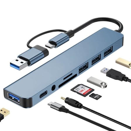 Coverzone Çoklayıcı Adaptör 8 in 1 USB/Type-c To USB A