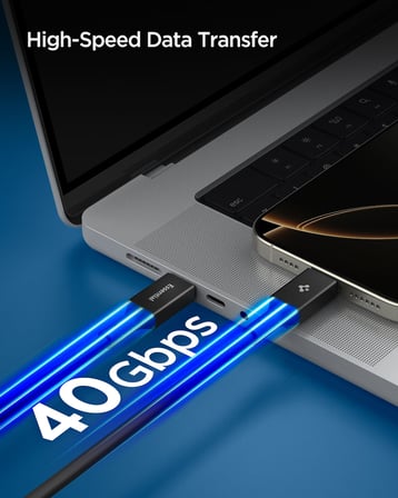Spigen USB-C to USB-C 1.2 Metre Kablo 240W Güç/PPS 2.0 Super Hızlı Şarj / 40Gbps Data - ACA09461