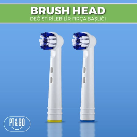 Pi&Go Oral B Şarjlı Diş Fırçası Uyumlu Yedek Başlık - Elektrikli Diş Fırçası Yedek Başlığı, 2 Adet