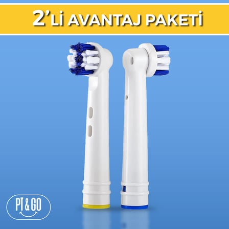 Pi&Go Oral B Şarjlı Diş Fırçası Uyumlu Yedek Başlık - Elektrikli Diş Fırçası Yedek Başlığı, 2 Adet