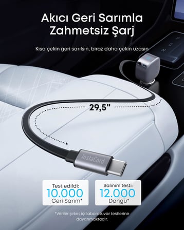 Anker Nano USB-C Araç Şarj Cihazı, 75W, Ultra Kompakt Type-C Hızlı Şarj Cihazı - A2738