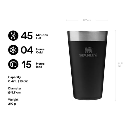 STANLEY Adventure Vakumlu Soğuk İçecek Bardağı 0.47 Litre - Mat Siyah | Paslanmaz Çelik