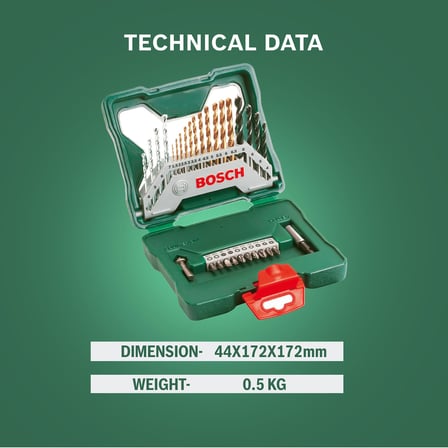 Bosch Home and Garden X/Line 30 Parça Titanyum Aksesuar Seti, Matkap uçları, Vidalama uçları
