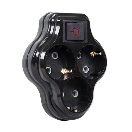 TİMSAL 3lü Anahtarlı Golyat, Üçlü Topraklı Priz Duvar Tipi Çoklayıcı Fiş, 16A 250 Volt
