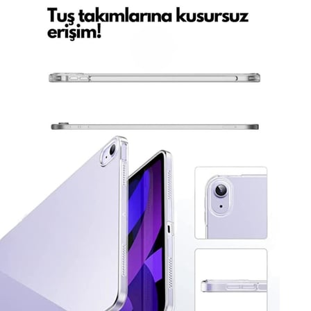 Coverzone iPad Pro 11 2024 İle Uyumlu Kılıf Kamera Lens Korumalı Şeffaf Silikon Tablet Kılıfı,iPad