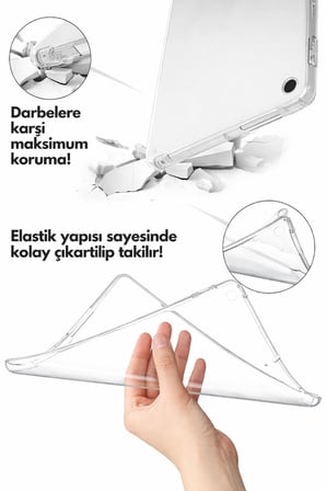 Coverzone iPad Pro 11 2024 İle Uyumlu Kılıf Kamera Lens Korumalı Şeffaf Silikon Tablet Kılıfı,iPad
