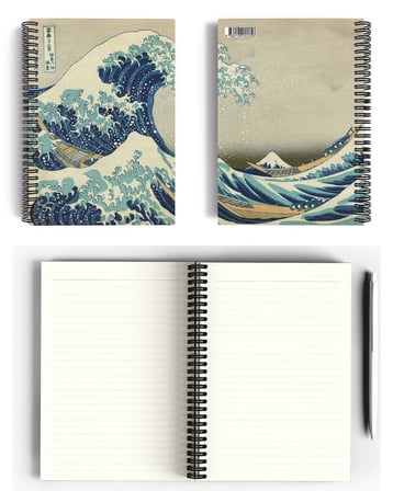 Katsushika Hokusai/The Great Wave off Kanagawa,1829 | Spiralli Defter 25 | A5 | Çizgili | 100 Sayfa