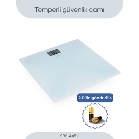 SINBO SBS-4451 Dijital Cam Baskül 180 kg Kapasiteli, LCD Ekranlı, Sıcaklık Göstergeli - Mavi Renk