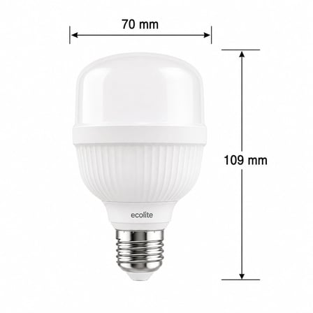 Ecolite 17W LED Jumbo Ampul 3000K Sarı Işık 1750 Lümen 112W Eşdeğer E27 Duylu 70x109 mm Yüksek
