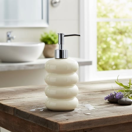 Deconox Beyaz Bubble Design Cam Sıvı Sabunluk - BEYAZ)
