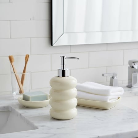 Deconox Beyaz Bubble Design Cam Sıvı Sabunluk - BEYAZ)