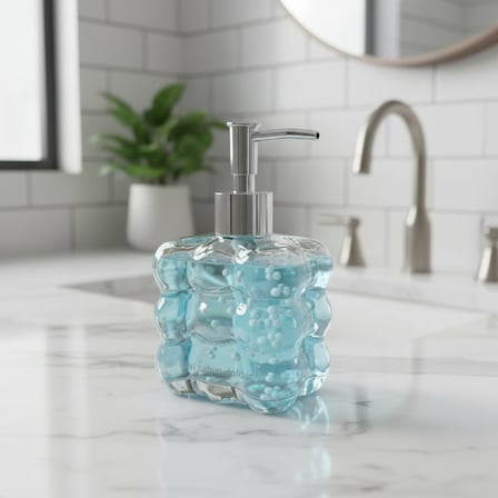 Deconox Beyaz Bubble Design Cam Sıvı Sabunluk - ŞEFFAF)