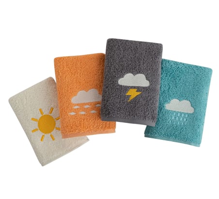Mürdüm Home Aprilis 4 Mevsim Renkli El-Yüz Havlusu,4'lü Paket, 4 Parça 30x50, Yumuşak ve Emici