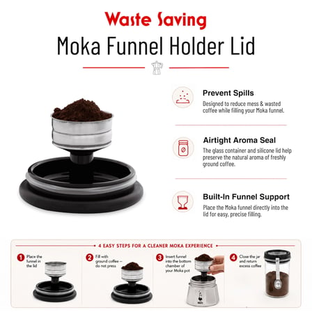 Bialetti - Kahve Saklama Kavanozu - 250gr - Paslanmaz Ölçü Kaşığı - Cam Kavanoz