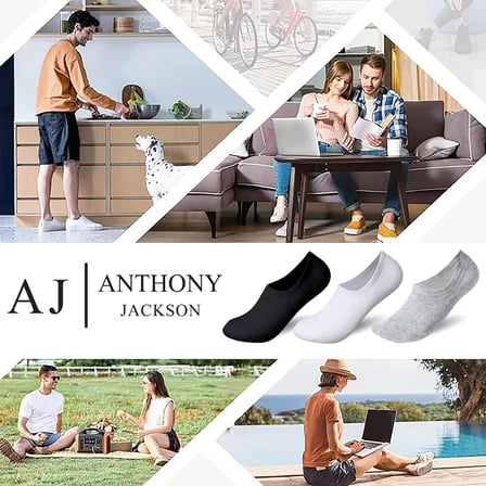 Anthony Jackson 10 Çift Kutulu BAMBU Premium Bay-Bayan Dikişsiz Görünmez Kaymaz Slikonlu Babet