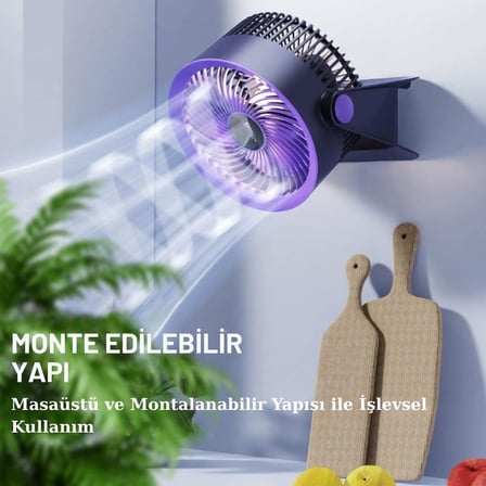 Masaüstü Vantilatör, Şarjlı Masaüstü Fan, 1200 Mah Batarya, Uzun Kullanım Süresi