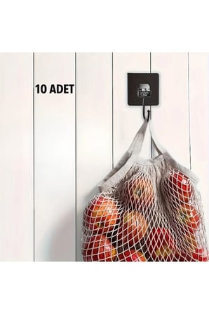 Deyhome 10 Adet Güçlü Yapışkanlı Duvar Askısı Siyah, Delmeden Duvara Yapışan Askı