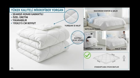 Lexroo Çift Kişilik Mikrofiber Yorgan Ekstra Yumuşak Boncuk Elyaf 195x215