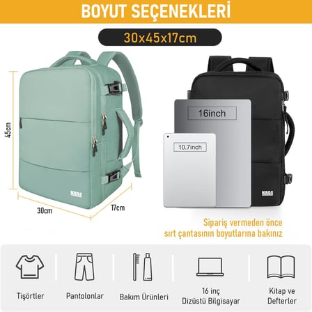 Haegs Seyahat Sırt Çantası, Seyahat ve Laptop Çantası Hafif El Çantası Küçük Bavul Valiz