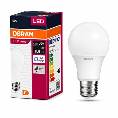 OSRAM LED Value 8.5W E27 LED Ampul 6500K Beyaz Işık 806 lm 60W Eşdeğeri Enerji Tasarruflu 360°