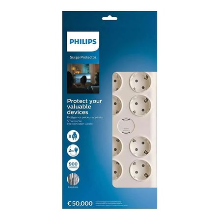 Philips SPN7080WA/62 8'li Akım Korumalı Priz 2 mt Kablo (3680 W 16 A)