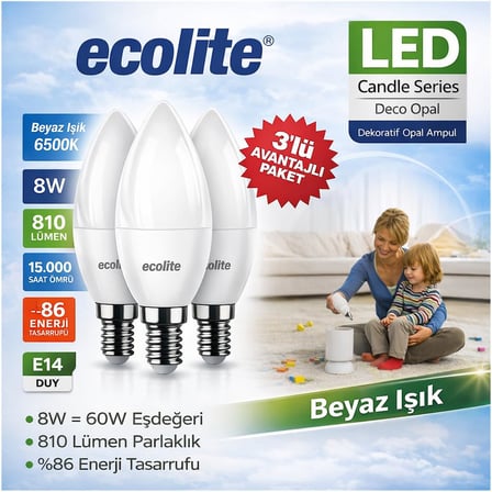 Ecolite 8 W LED Mum Ampul