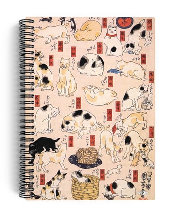 Utagawa Kuniyoshi/Cats of the Tokaido,1850 | Spiralli Defter 07 | A5 | Çizgisiz | 100 Sayfa |Sanat