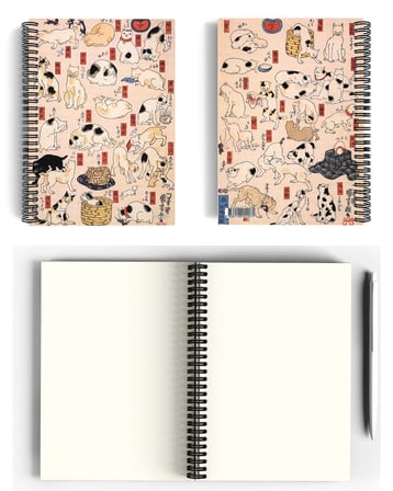 Utagawa Kuniyoshi/Cats of the Tokaido,1850 | Spiralli Defter 07 | A5 | Çizgisiz | 100 Sayfa |Sanat