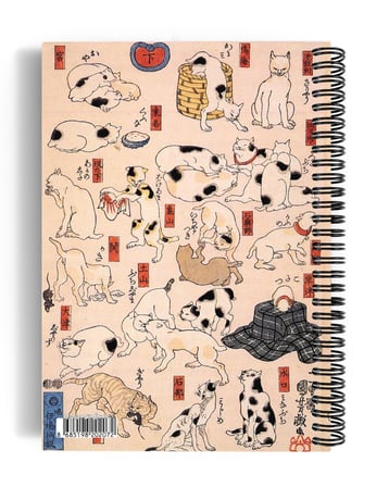 Utagawa Kuniyoshi/Cats of the Tokaido,1850 | Spiralli Defter 07 | A5 | Çizgisiz | 100 Sayfa |Sanat