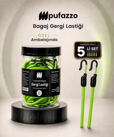 Pufazzo Kancalı Bagaj Gergi Lastiği 5'li Ekonomik Paket (Yeşil)