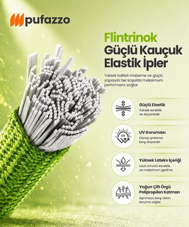 Pufazzo Kancalı Bagaj Gergi Lastiği 5'li Ekonomik Paket (Yeşil)