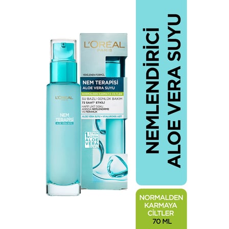 L'Oreal Paris Nem Terapisi Aloe Vera Suyu, Nemlendirici ve Ferahlık Etkili Krem