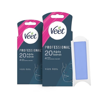 Veet Professional Hassas Ciltler İçin Yüz Ağda Bandı, 40'lı (20 x 2), Ağda Bandı