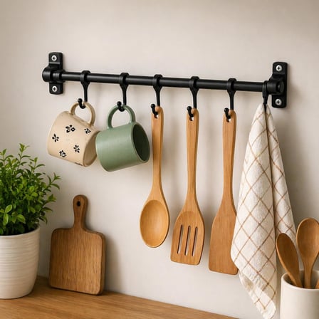 Orret Home 6 Kancalı Duvar Askısı Siyah Metal Askılık