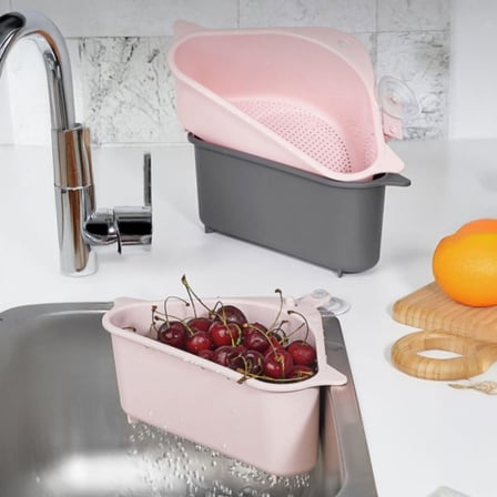 Deconox Plastik Lavabo Çöp Filtresi ve Süzgeci - Silikon Vantuzlu Köşe Lavabo Organizeri - Asorti)