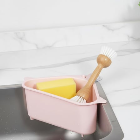 Deconox Plastik Lavabo Çöp Filtresi ve Süzgeci - Silikon Vantuzlu Köşe Lavabo Organizeri - Asorti)