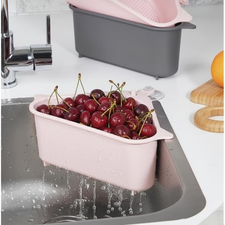 Deconox Plastik Lavabo Çöp Filtresi ve Süzgeci - Silikon Vantuzlu Köşe Lavabo Organizeri - Asorti)