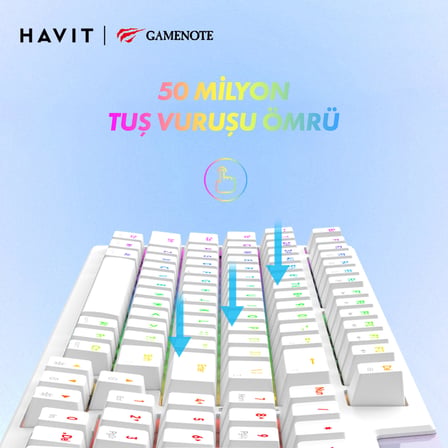 Havit Gamenote KB885L RGB Backlit Gaming Mekanik Klavye Beyaz
