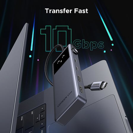UGREEN Uno USB C Hub 5 Gbps, 4K@60Hz HDMI, LED Ekran, 2USB A ve 2USB C, PD 100W, iPhone 15