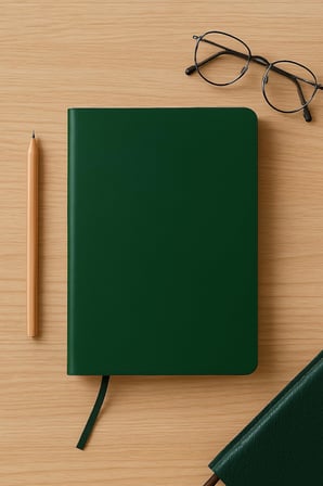 Fark Tanıtım Fark Tanıtım Çizgisiz Not Defteri, Yeşil Deri Kapaklı Defter, 128 Yaprak A5 Defter