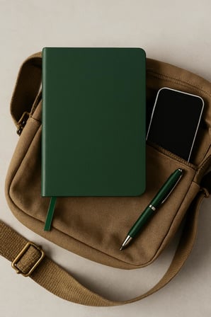 Fark Tanıtım Fark Tanıtım Çizgisiz Not Defteri, Yeşil Deri Kapaklı Defter, 128 Yaprak A5 Defter